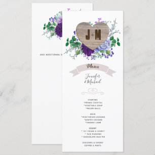 Convites Cardíaco Russo Menu Casamento Azul Flores de Aquar