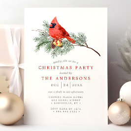 Convites Cardinal Bird Antiga Aquarela Festa de Natal