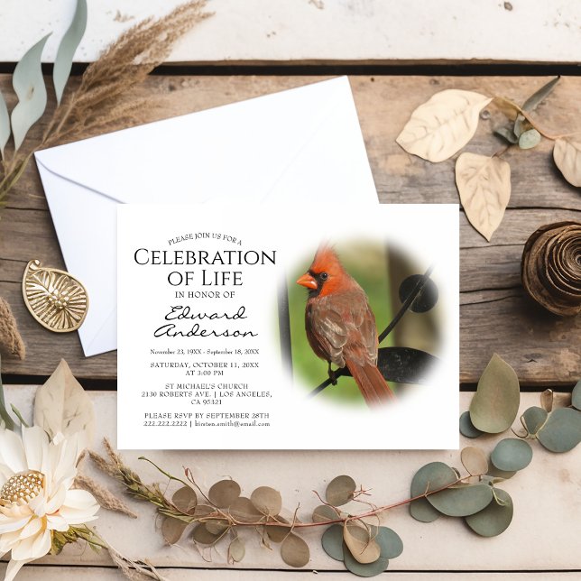 Convites Cardinal Vermelho | Funerais | Celebração da vida (Criador carregado)