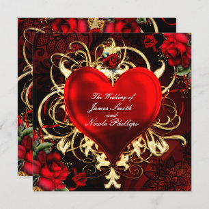 Convites Cardiopatias Ornamentais Douradas de Coração Flora