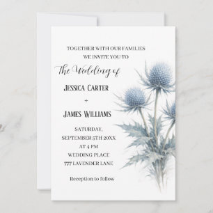 Convites Cardo Azul Casamento Simples Escócia Escocesa