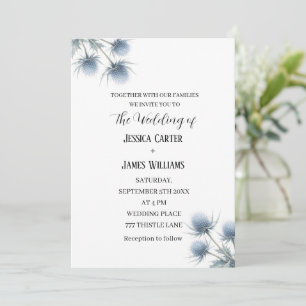 Convites Cardo Azul Casamento Simples Escócia Escocesa