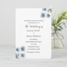 Convites Cardo Azul Escocês Casamento Simples