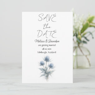 Convites Cardo Azul Floral Escocesa Elegante Casamento