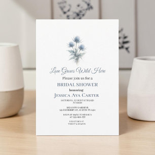 Convites Cardo Escocês Pó Azul Floral Chuveiro de Noiva