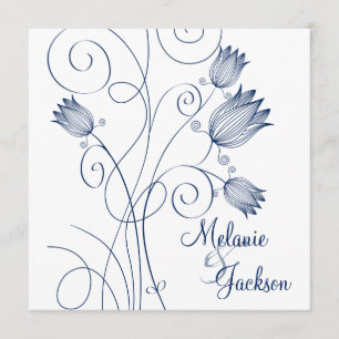 Convites Cargo branco dos redemoinhos florais do marinho