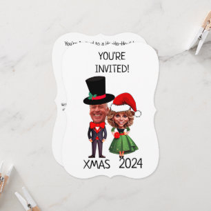 Convites Caricatura de Casal de Natal Personalizada Engraça