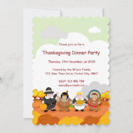 Convites Caricatura de Pais Peregrinos e Índios Americanos,