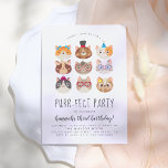 Convites Caricatura Gatos, Festa de aniversário Puro<br><div class="desc">Celebre seu dia especial com estes adoráveis convites de aniversário para gatos! Estes cartões contêm nove gatos de desenho animado com acessórios divertidos, como coroas florais, arcos, óculos, bandidos, chapéus e muito mais. Os detalhes de sua festa personalizada aparecem abaixo na tipografia moderna do script. Cartões invertidos a um padrão...</div>