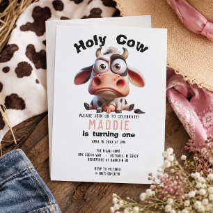 Convites Caricaturas de Vaca Sagrada Eu Sou Uma Cowgirl 1º 
