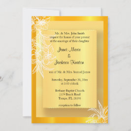 Convites Carimbo Floral Amarelo e Branco moderno Marigold