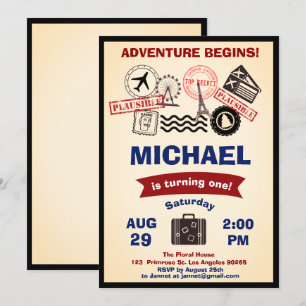 Convites Carimbo Russo Destino Viagens de Bagagem de Aniver