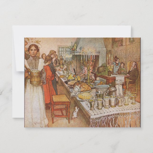 Convites Carl Larsson Véspera de Natal escandinava (Frente)