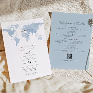 Convites Carmen Destino Blue Map Detalhes do Casamento Invi