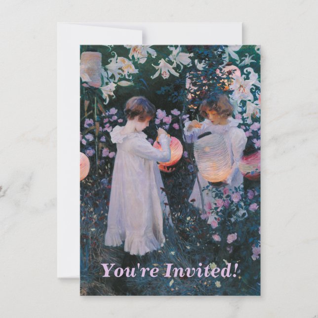 Convites Carnação Lily Lily Rosa John Singer Sarger Art (Frente)