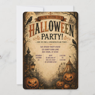 Convites 🎃🕯️ Carnaval Assombrado Vintage Halloween 🦇✨