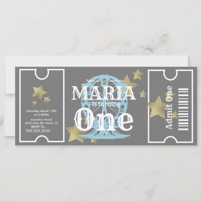 Convites Carnaval Ferris Wheel - Cinza do Partido de Aniver (Frente)