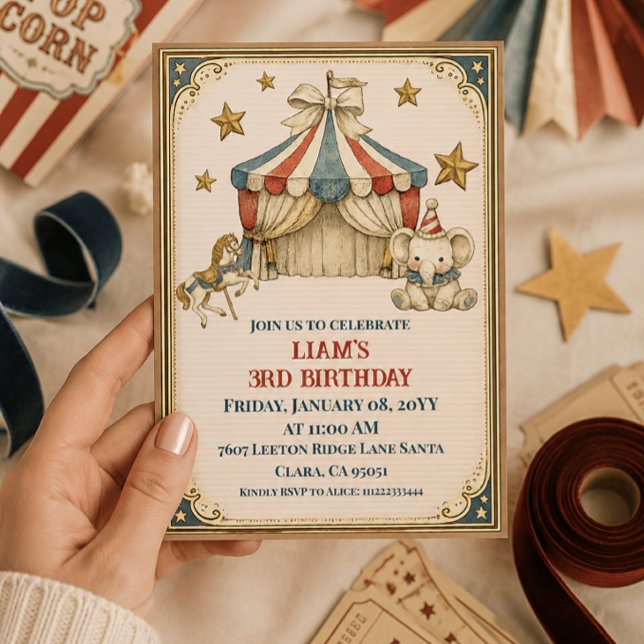 Convites Carnaval Francês Nostálgico Circo Vintage Aniversá (Criador carregado)