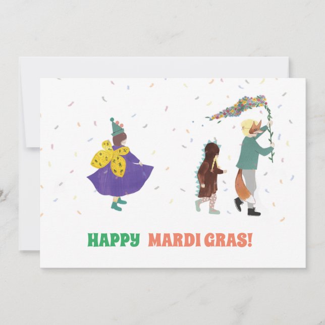 Convites Carnaval Infantil Mardi Gras Ilustração de Primave (Frente)