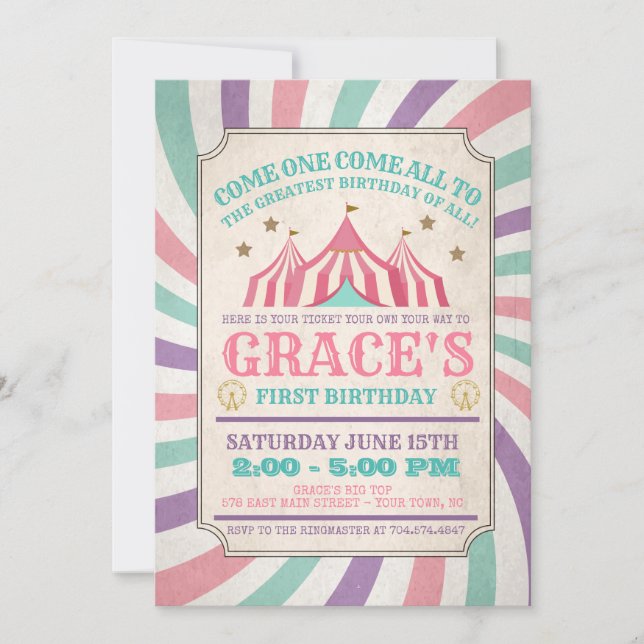 Convites Carnival Birthday Invitation (Frente)