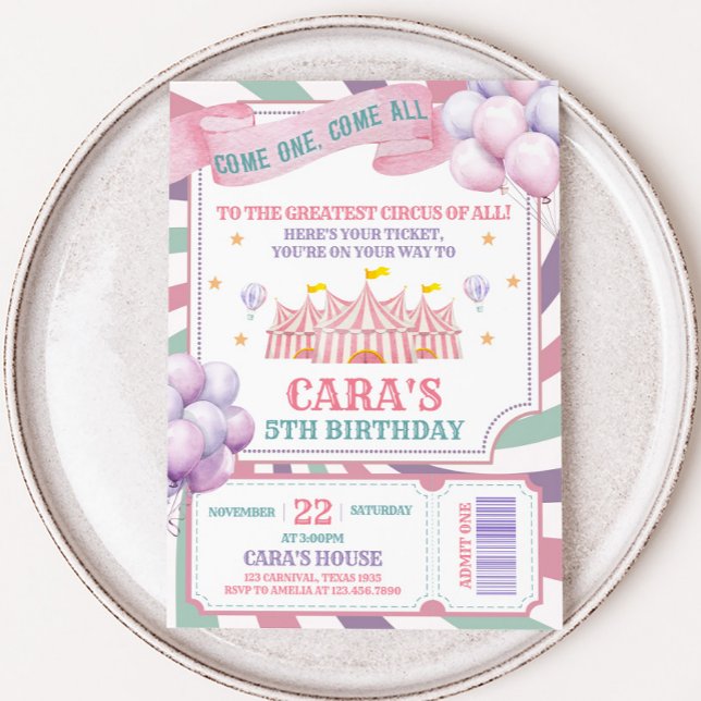 Convites Carnival Circus Birthday Party  (Carnival Circus Party Invitation)