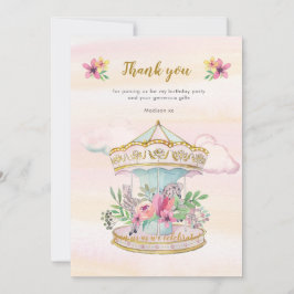 Convites Carousel Birthday, obrigado carta
