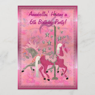 Convites Carousel Dreams Custom Girls Birthday Announcement