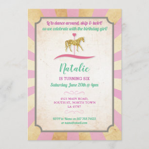 Convites Carousel Horse Riding Party Convidam o Justo Anive