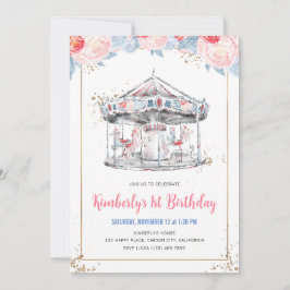 Convites Carousel Wonderland Pink Birthday