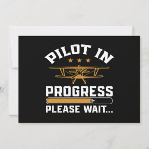 Convites Carregando Piloto… Avião Biplano Vintage Engraçado