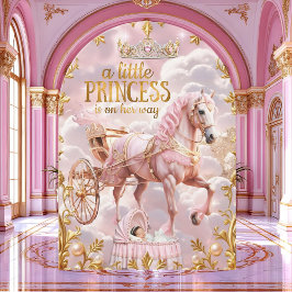 Convites Carrinho Berço para Chá de Bebê Princesa Rosa