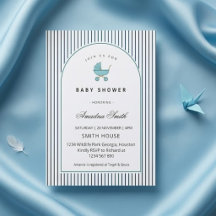 Carrinho de Bebê Menino Listras Azuis Moderno e Mi