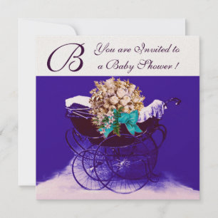 CONVITES CARRINHO DE BEBÊ VINTAGE COM FLORES CHÁ DE BEBÊ MO