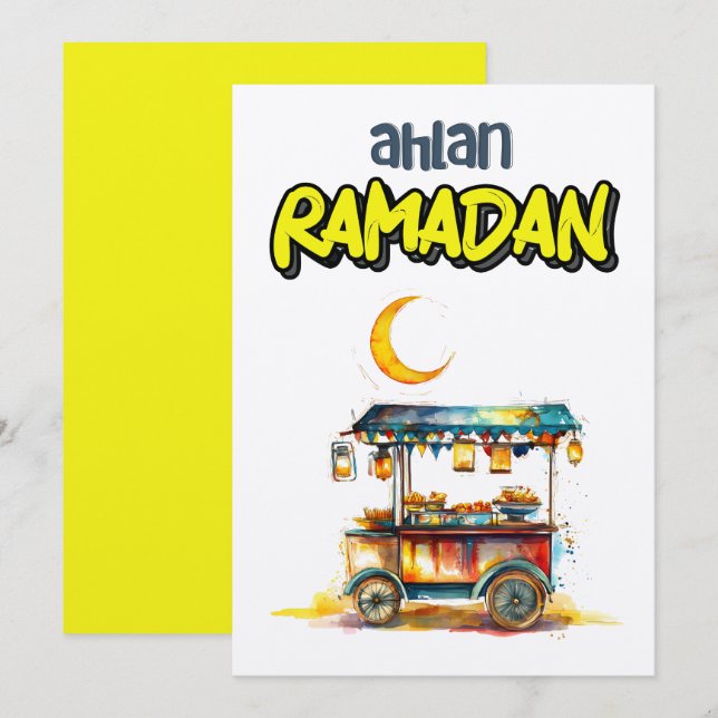 Convites Carrinho de Comida da Rua Árabe Ramadã com Lantern (Frente/Verso)