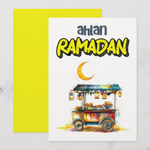 Convites Carrinho de Comida da Rua Árabe Ramadã com Lantern