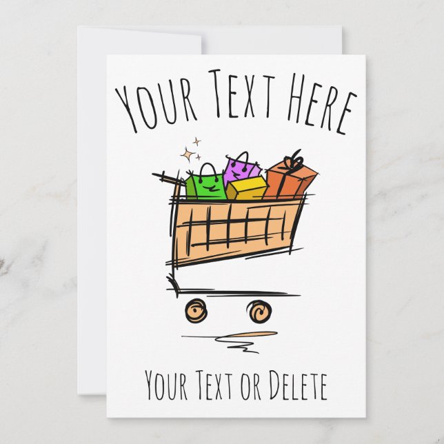 Convites Carrinho de compro/carrinho de cheio/venda de inve (Frente)