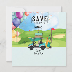 Convites Carrinho de golfe com aniversário Salve data para 