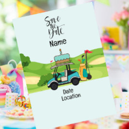 Convites Carrinho de golfe com aniversário Salve data para