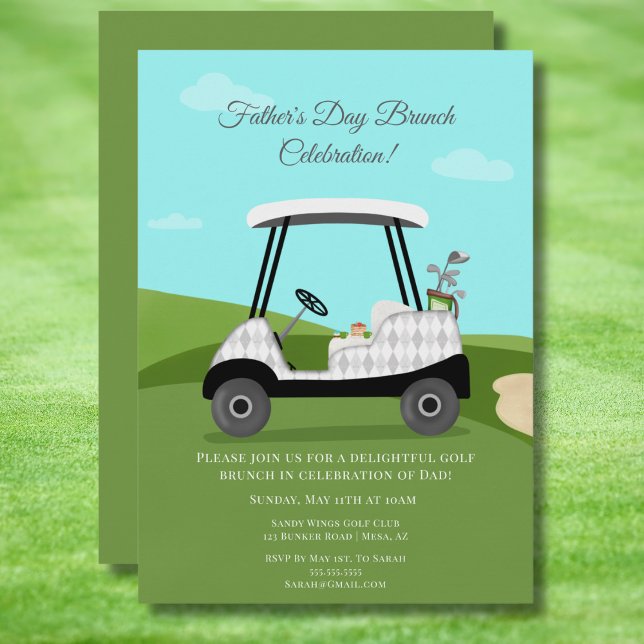 Convites Carrinho de Golfe com Panquecas Brunch do Dia dos  (Criador carregado)