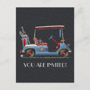 Convites Carrinho de Golfe Fofo