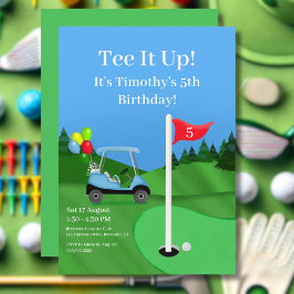Convites Carrinho de Golfe Infantil no Curso de Aniversário