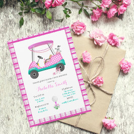 Convites Carrinho de Golfe Rosa Com Suprimentos para Bebê C