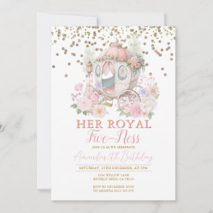Convites Carrinho Floral Rosa Princesa Aniversário