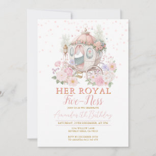 Convites Carrinho Floral Rosa Princesa de Aniversário