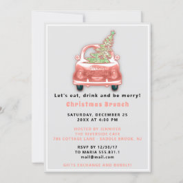 Convites Carro Caminhão Feliz Natal Brunch Janta Blush