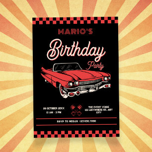 Convites Carro clássico vintage de aniversário