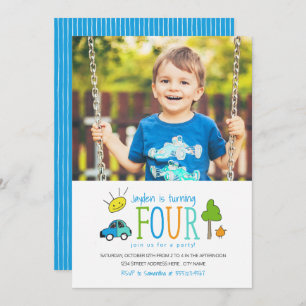 Convites Carro/Convite para Festas de Aniversário do 4º Ani