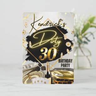 Convites Carro de 30 Black & Dourado do Casino Sports Luxur