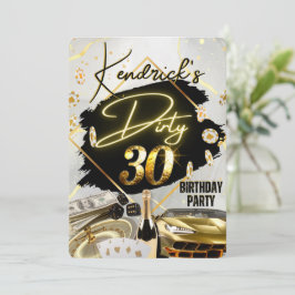 Convites Carro de 30 Black & Dourado do Casino Sports Luxur