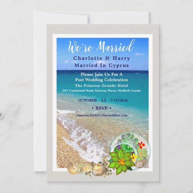 Convites Carro de Cena de Praia Sunny do Partido da Recepçã (Frente)